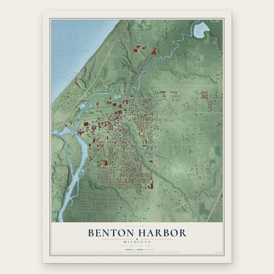 Benton Harbor, Michigan map print, the full design