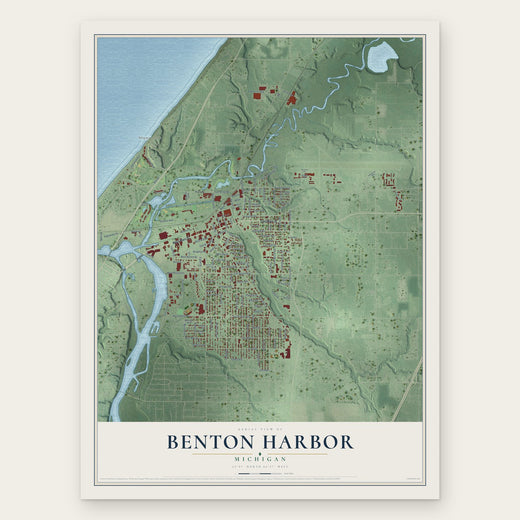 Benton Harbor, Michigan map print, the full design
