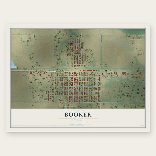 Booker, Texas map print, the full design