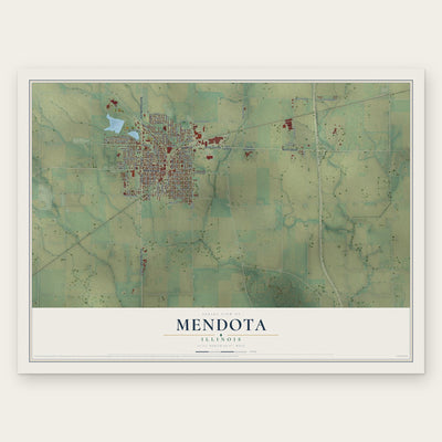 Mendota, Illinois map print, the full design