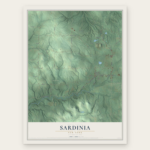 Sardinia, New York map print, the full design