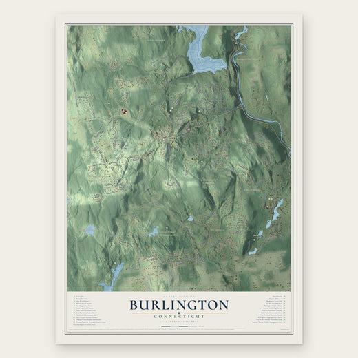 Burlington, Connecticut map print, the full design