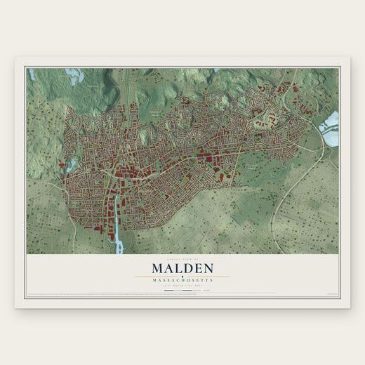 Malden, Massachusetts map print, the full design