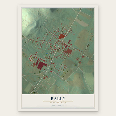 Bally, Pennsylvania map print, the full design