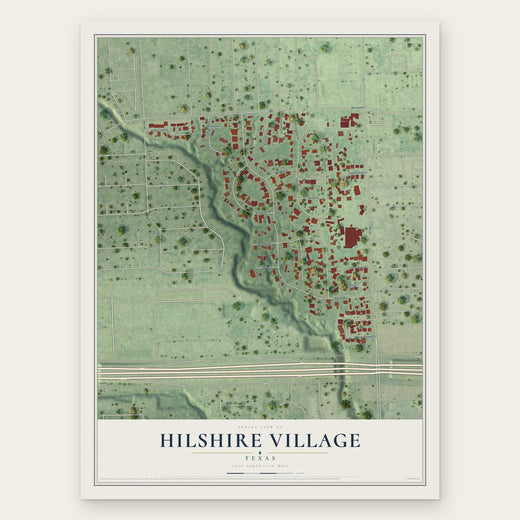 Hilshire Village, Texas map print, the full design