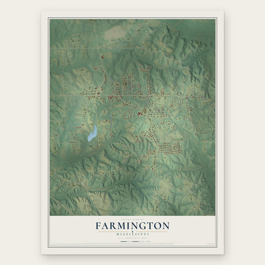 Farmington, Mississippi map print, the full design