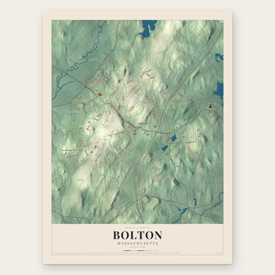 Bolton, Massachusetts map print, the full design