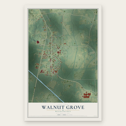 Walnut Grove, Mississippi map print, the full design