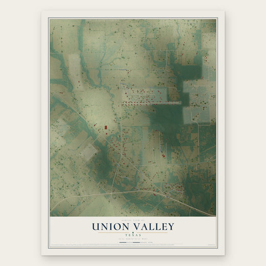 Union Valley, Texas map print, the full design
