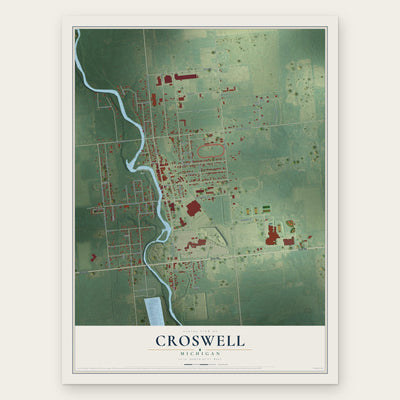 Croswell, Michigan map print, the full design