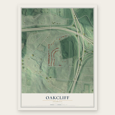 Oakcliff, Georgia map print, the full design