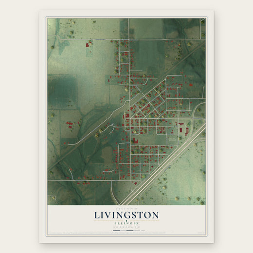Livingston, Illinois map print, the full design