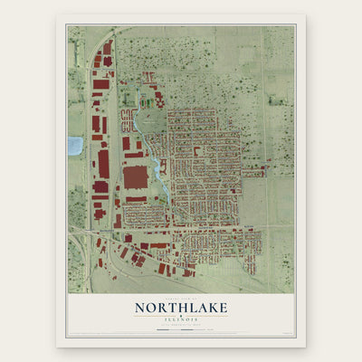 Northlake, Illinois map print, the full design