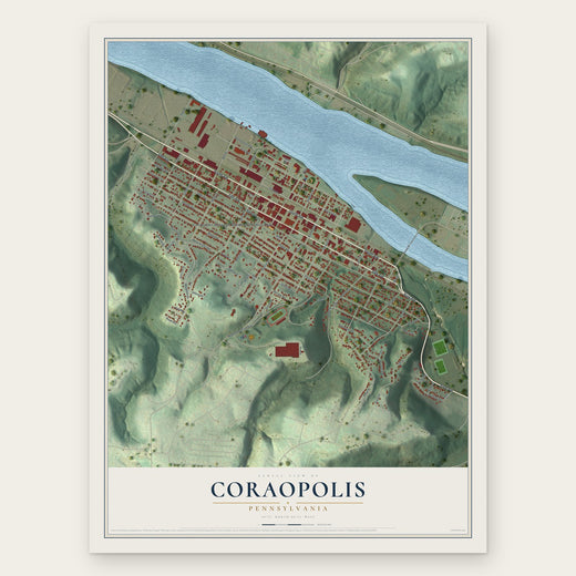 Coraopolis, Pennsylvania map print, the full design