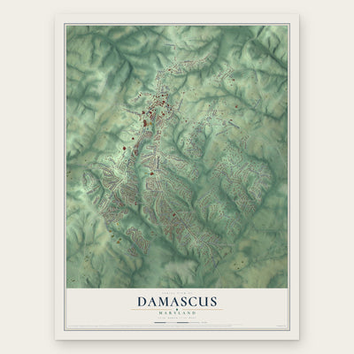 Damascus, Maryland map print, the full design