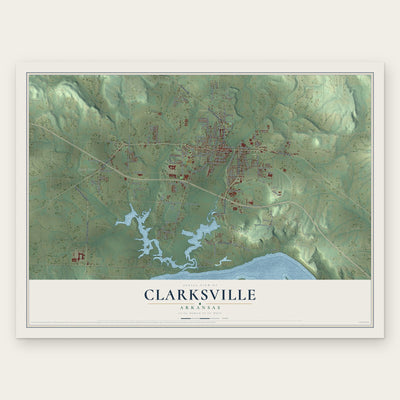 Clarksville, Arkansas map print, the full design