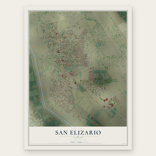 San Elizario, Texas map print, the full design