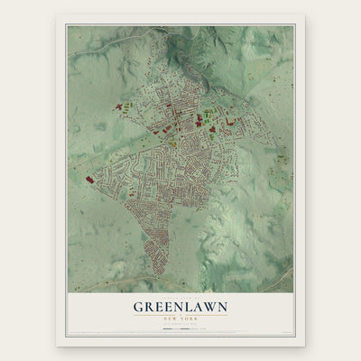 Greenlawn, New York map print, the full design