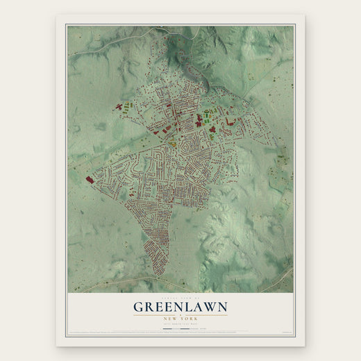 Greenlawn, New York map print, the full design