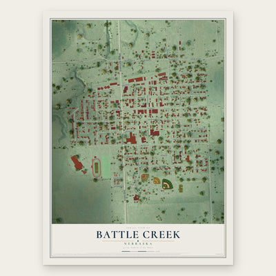 Battle Creek, Nebraska map print, the full design