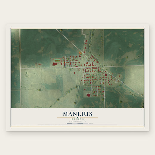 Manlius, Illinois map print, the full design
