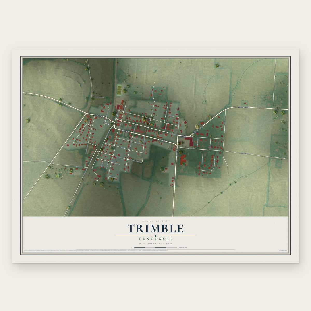 Trimble, Tennessee map print, the full design