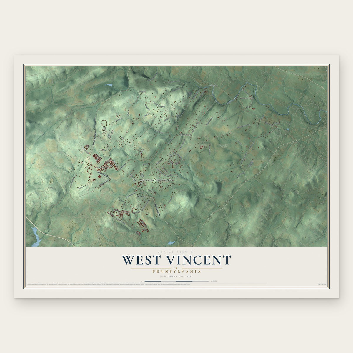 West Vincent, Pennsylvania map print, the full design