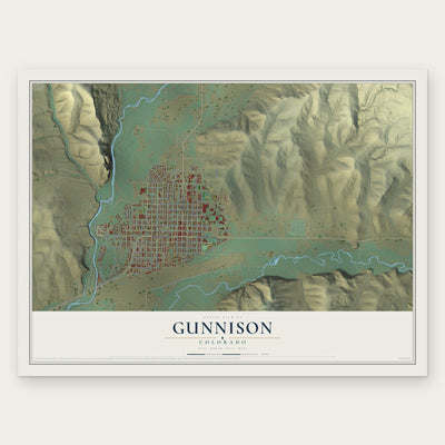 Gunnison, Colorado map print, the full design