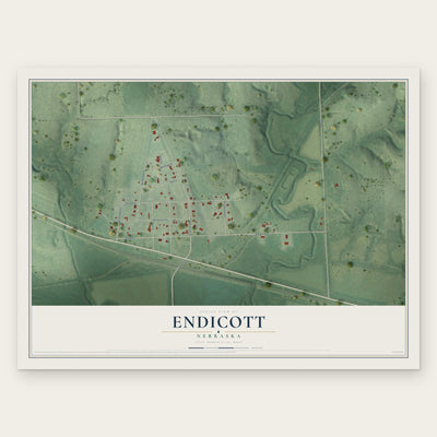Endicott, Nebraska map print, the full design