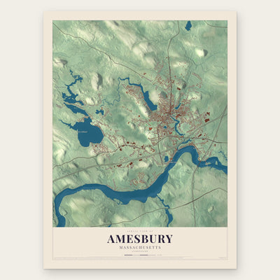 Amesbury, Massachusetts map print, the full design