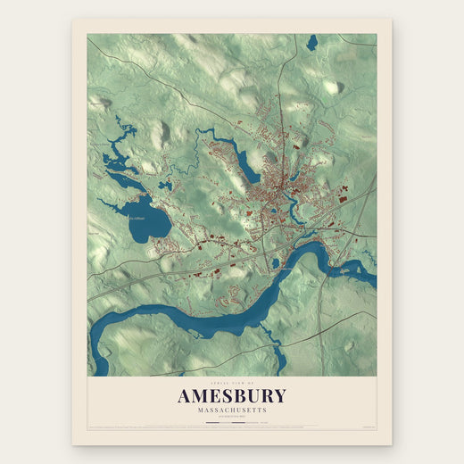Amesbury, Massachusetts map print, the full design