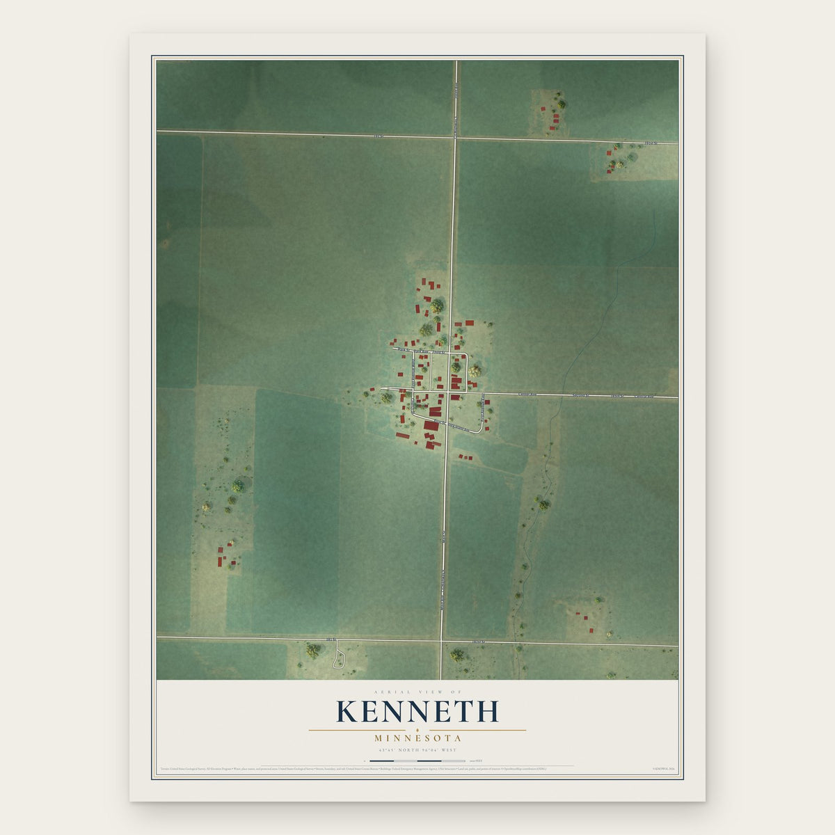 Kenneth, Minnesota map print, the full design