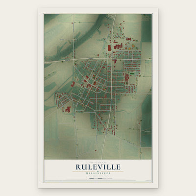 Ruleville, Mississippi map print, the full design