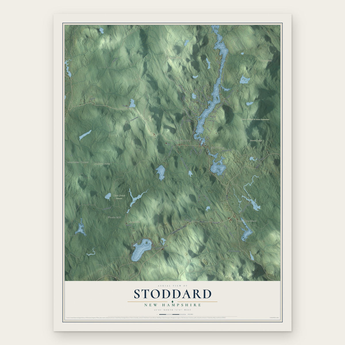 Stoddard, New Hampshire map print, the full design
