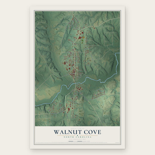 Walnut Cove, North Carolina map print, the full design