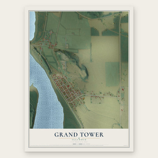 Grand Tower, Illinois map print, the full design