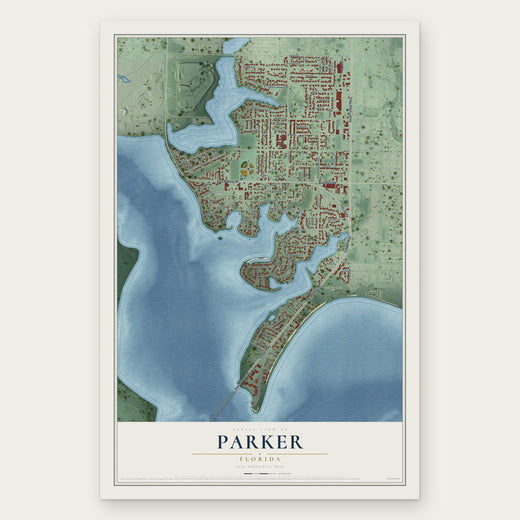 Parker, Florida map print, the full design