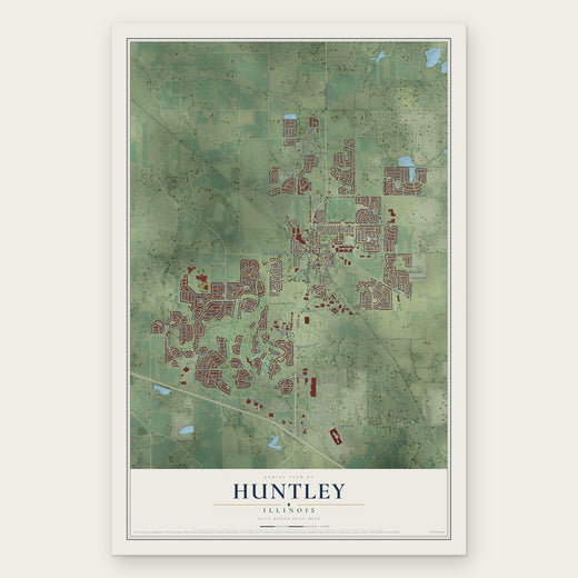 Huntley, Illinois map print, the full design