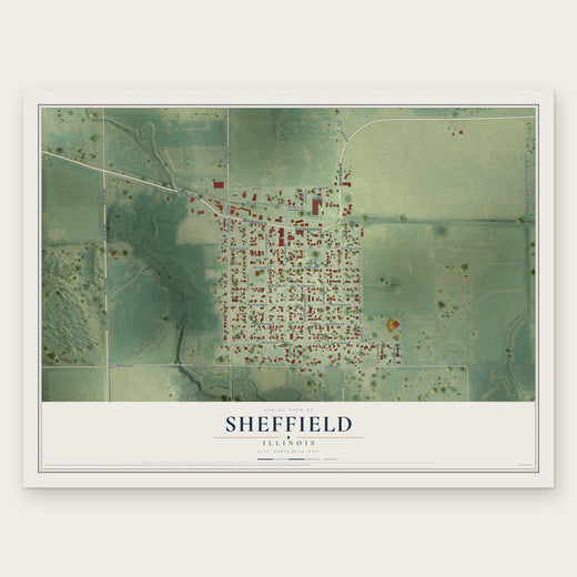 Sheffield, Illinois map print, the full design