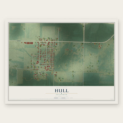 Hull, Illinois map print, the full design
