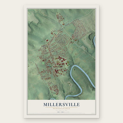 Millersville, Pennsylvania map print, the full design