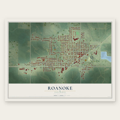 Roanoke, Illinois map print, the full design