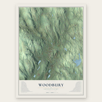 Woodbury, Connecticut map print, the full design