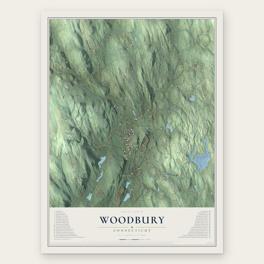 Woodbury, Connecticut map print, the full design