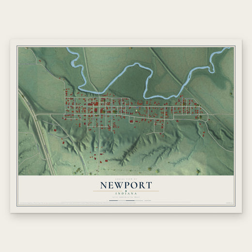 Newport, Indiana map print, the full design