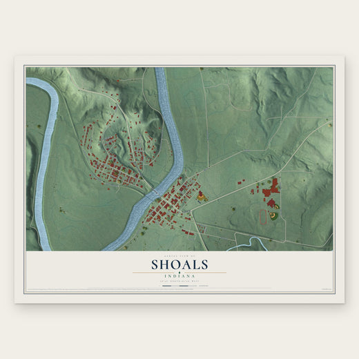 Shoals, Indiana map print, the full design