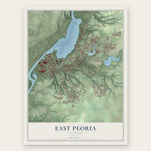 East Peoria, Illinois map print, the full design