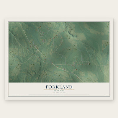 Forkland, Alabama map print, the full design