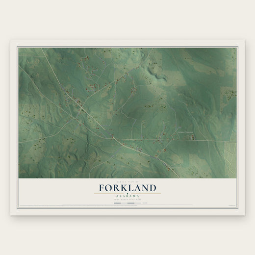 Forkland, Alabama map print, the full design
