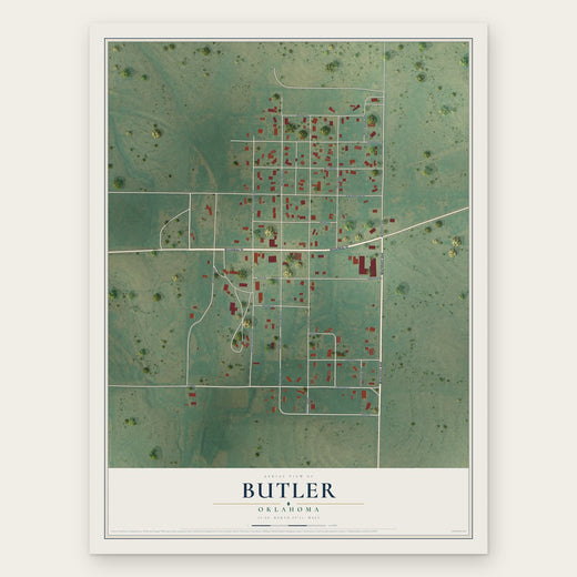 Butler, Oklahoma map print, the full design